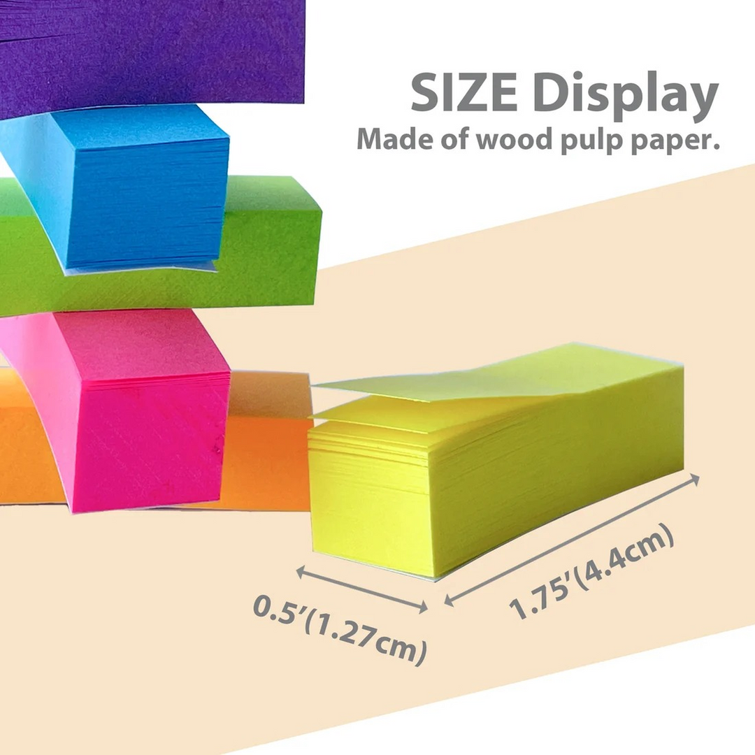 Bazic 100-Count 0.5" X 1.75" Neon Page Markers 10-Pack