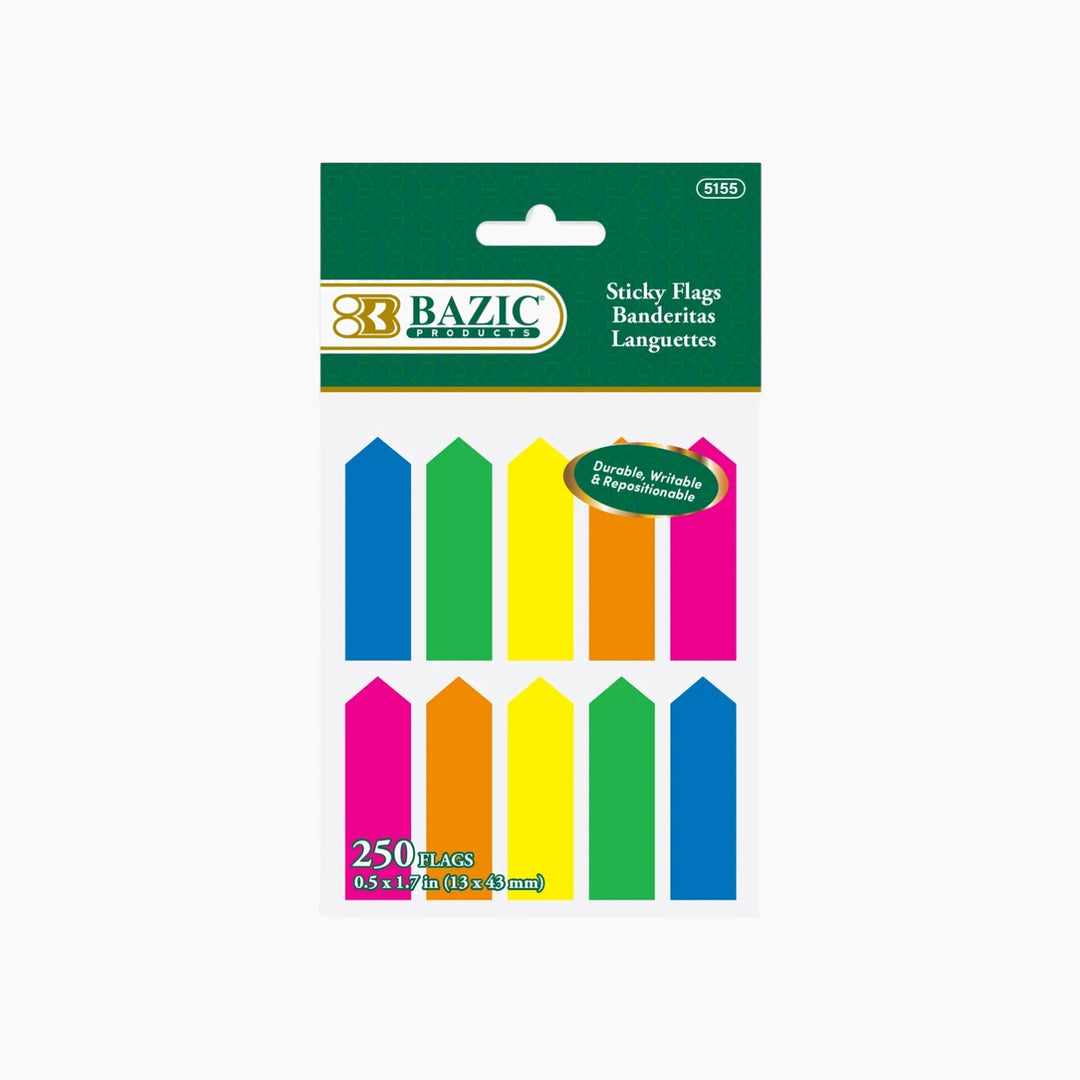 Bazic 25-Count 0.5" X 1.7" Neon Color Arrow Flags 10-Pack