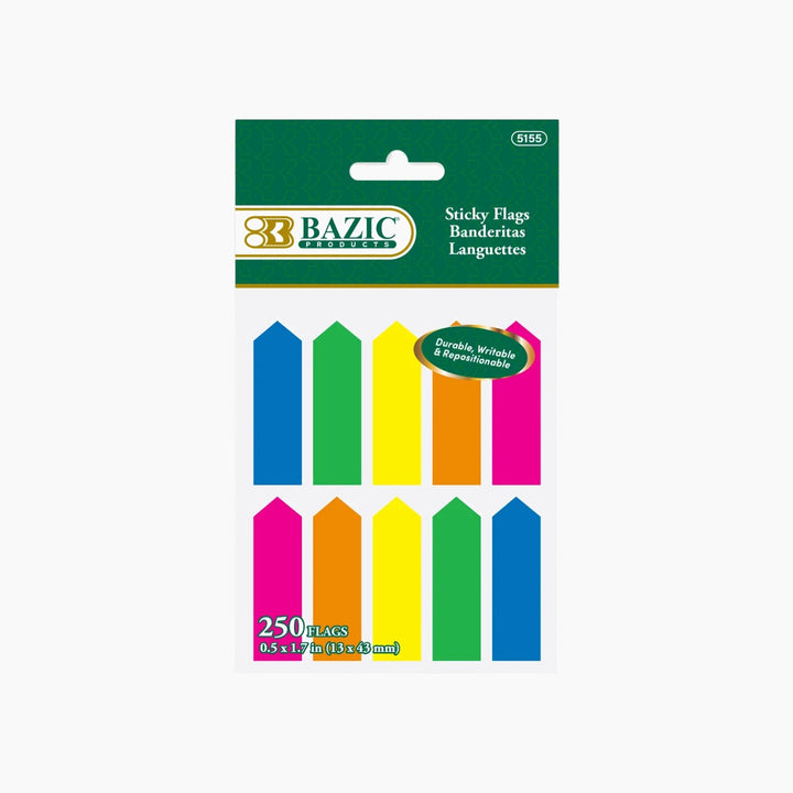 Bazic 25-Count 0.5" X 1.7" Neon Color Arrow Flags 10-Pack