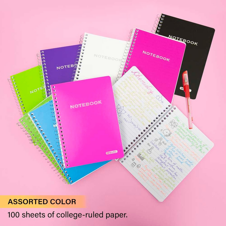 Bazic 100-Count 5" X 7" Poly Cover Personal - Assignment Spiral Notebook
