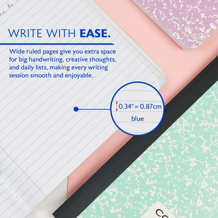 Bazic W/R 100-Count Pastel Color Marble Composition Book