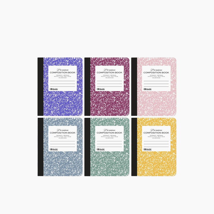 Bazic C/R 100-Count Premium Morandi Color Marble Composition Book