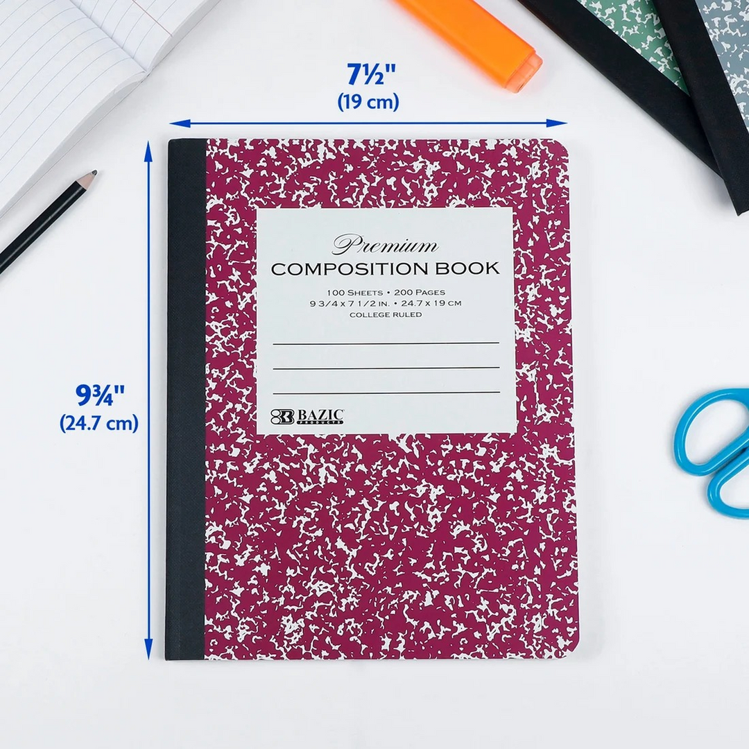 Bazic C/R 100-Count Premium Morandi Color Marble Composition Book