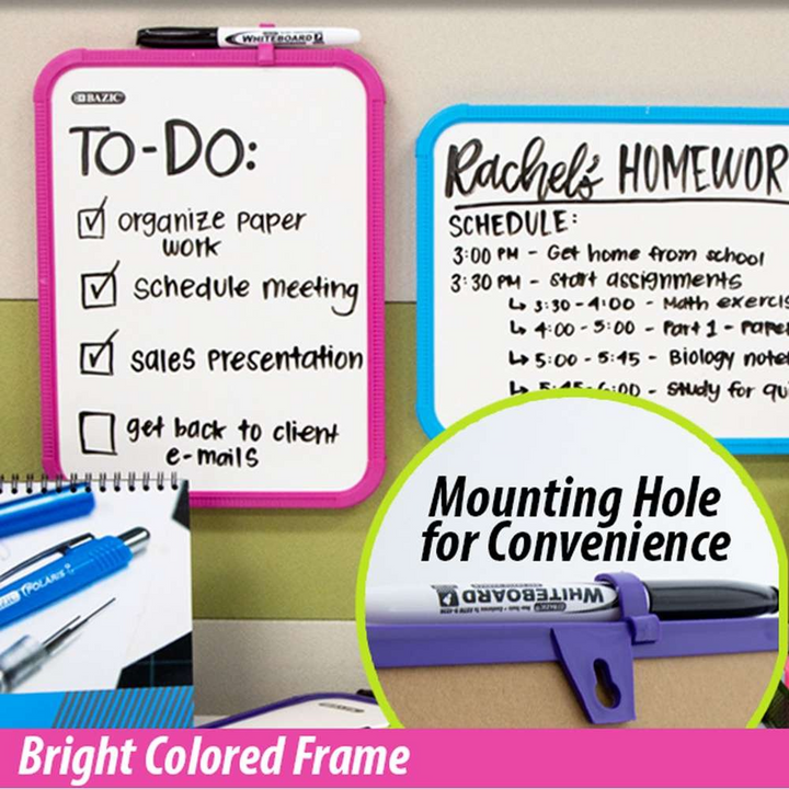 Bazic Asstd Color 8.5" X 11" Dry Erase Board With Marker