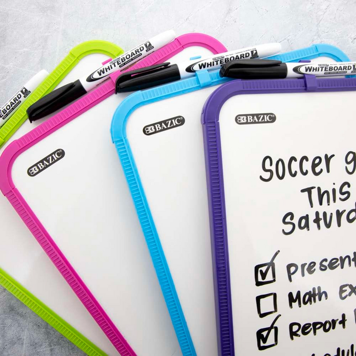 Bazic Asstd Color 8.5" X 11" Dry Erase Board With Marker