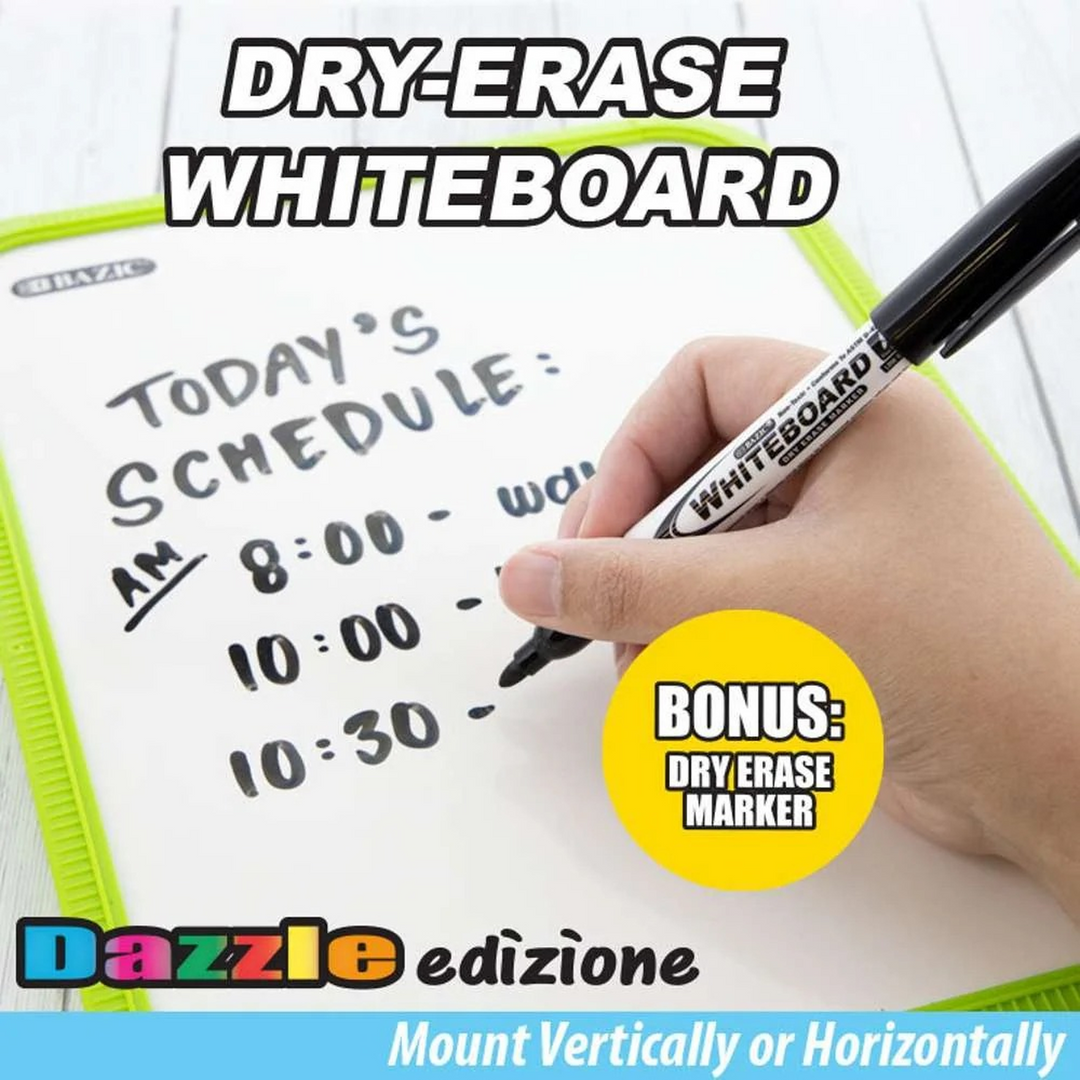 Bazic Asstd Color 8.5" X 11" Dry Erase Board With Marker