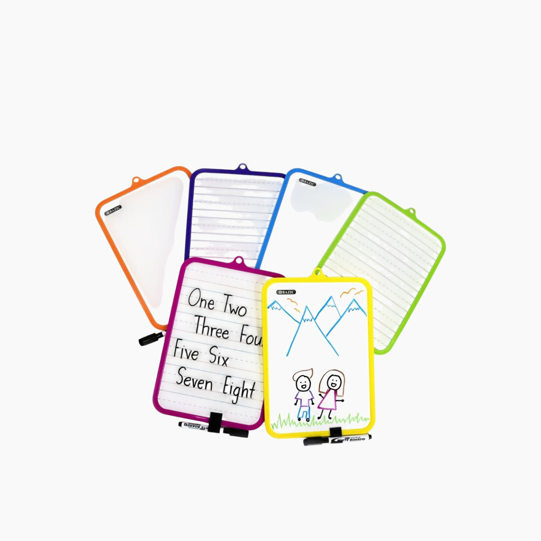 Bazic 7.4" X 10.3" Double Sided Dry Erase Learning Board With Marker