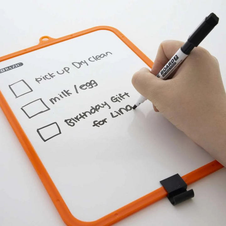 Bazic 7.4" X 10.3" Double Sided Dry Erase Learning Board With Marker