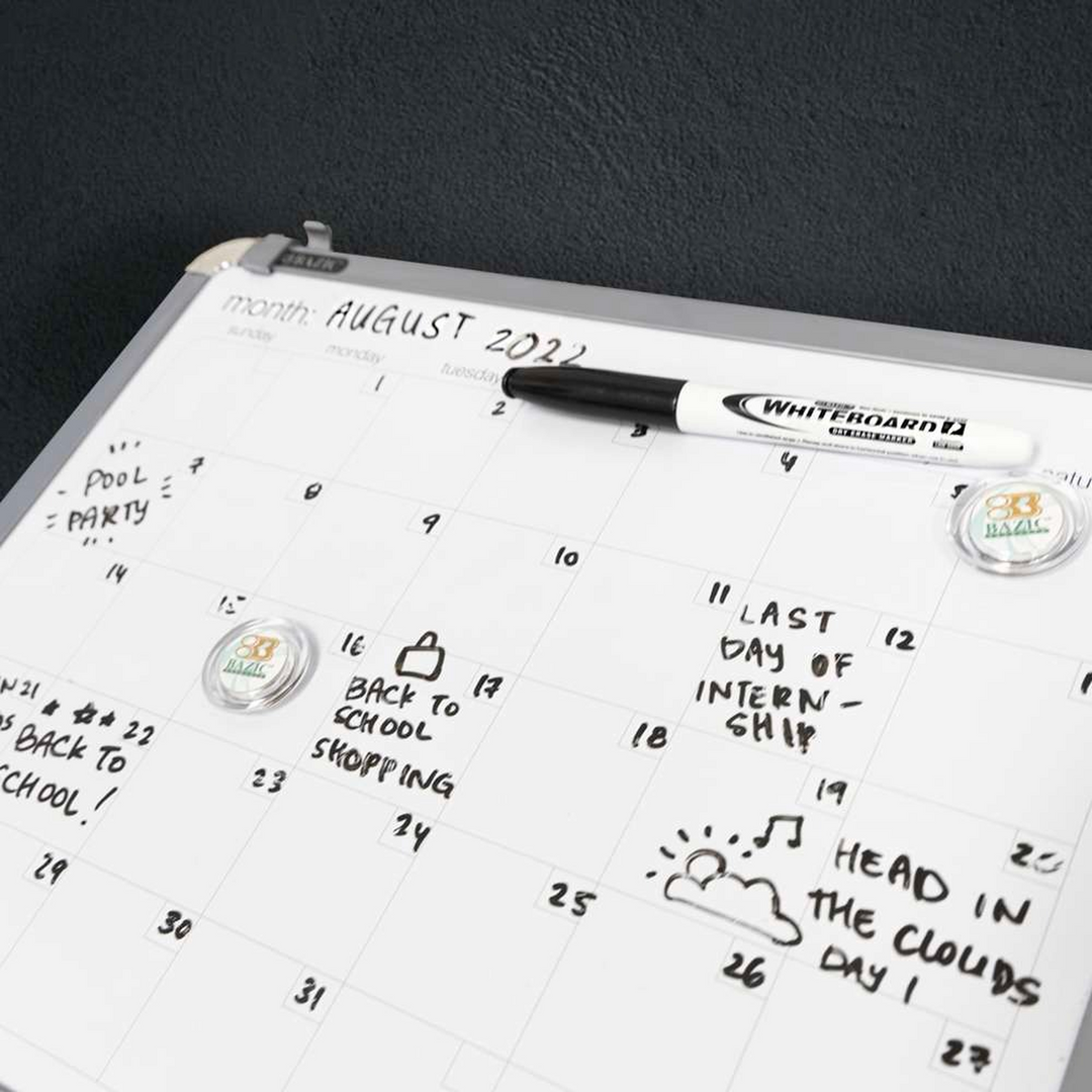 Bazic 11" X 14" Classique Magnetic Dry Erase Calendar Board With Marker &amp; 2 Magnets