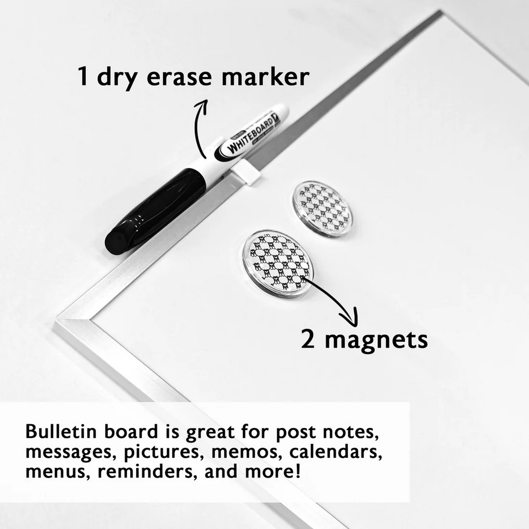 Bazic 16" X 20" Metallique Aluminum Frame Magnetic Dry Erase Board