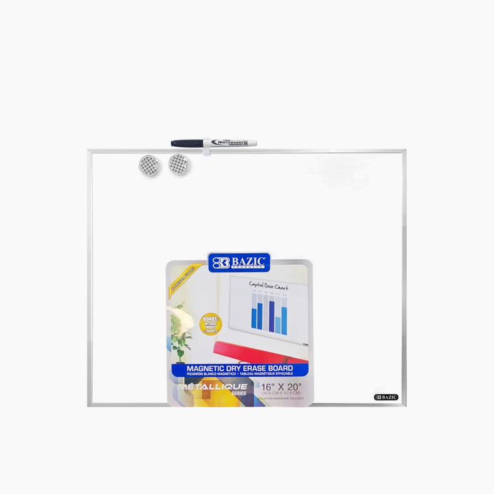 Bazic 16" X 20" Metallique Aluminum Frame Magnetic Dry Erase Board