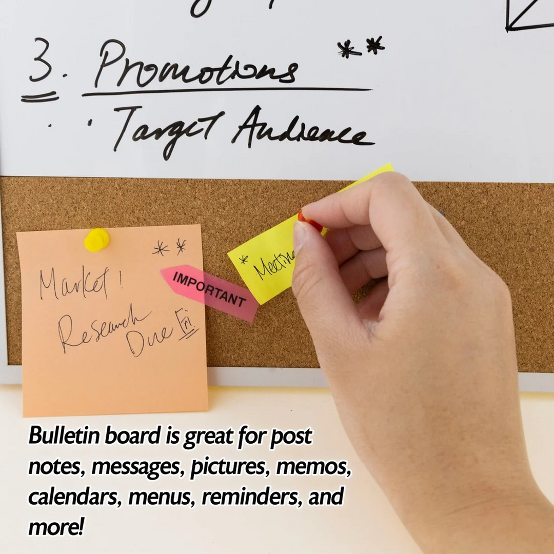 Bazic Metallique Aluminum Frame Magnetic Dry Erase/Cork Combo Board - 16" x 20"