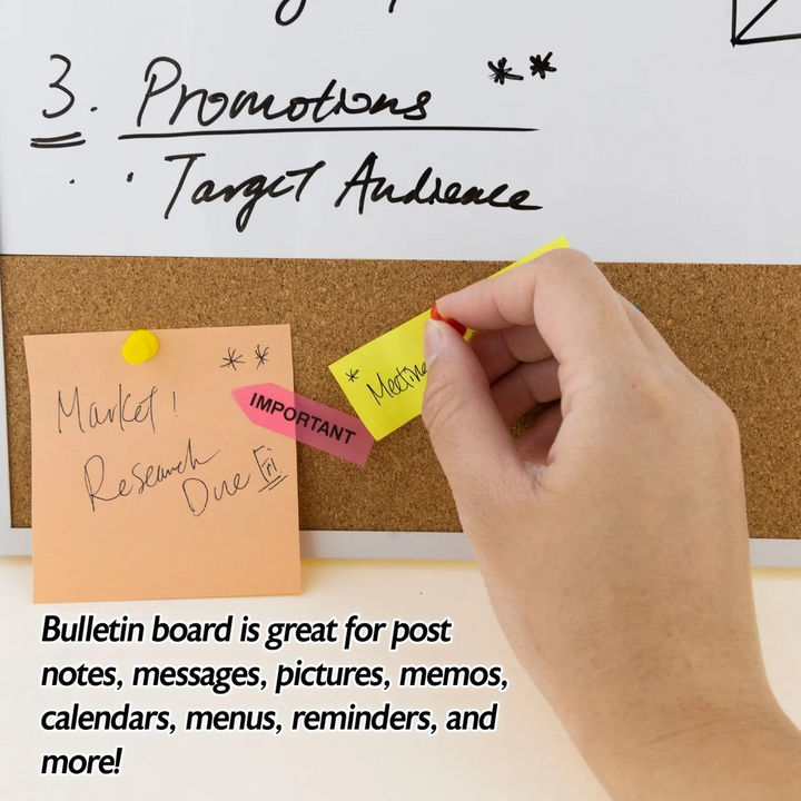 Bazic Metallique Aluminum Frame Magnetic Dry Erase/Cork Combo Board - 16" x 20"