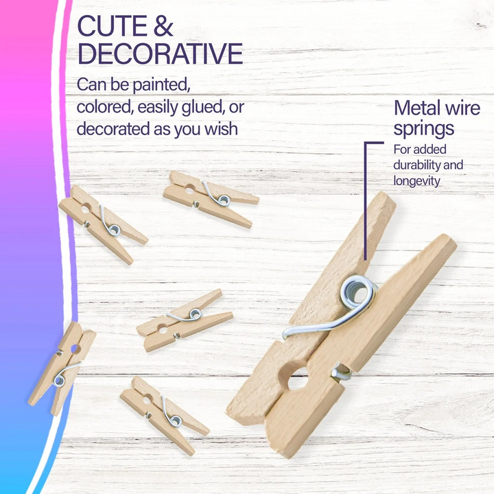 Bazic Mini Natural Clothes Pins 50-Pack