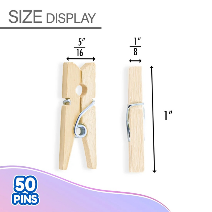 Bazic Mini Natural Clothes Pins 50-Pack