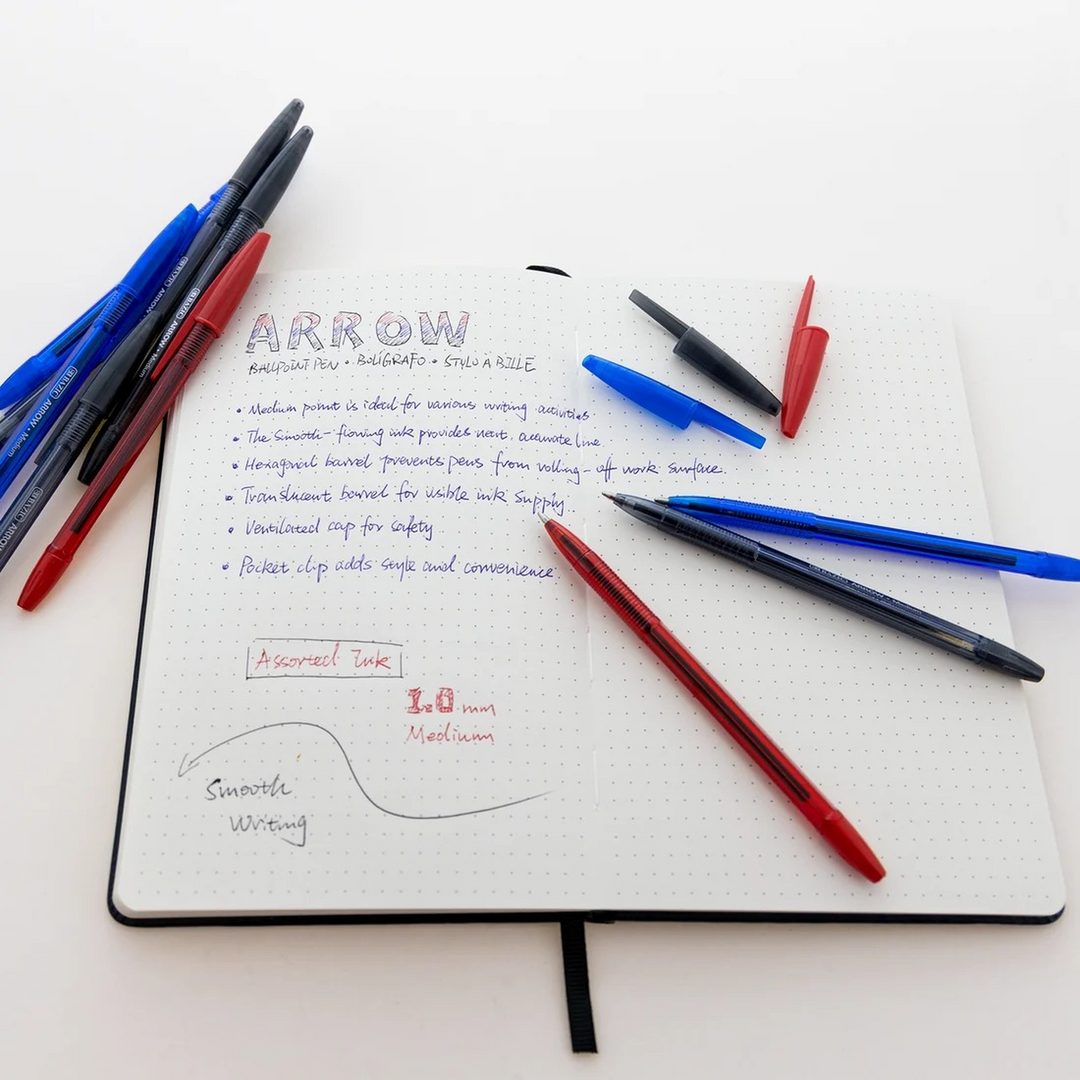 Bazic Arrow Assorted Color Stick Pen 10-Pack