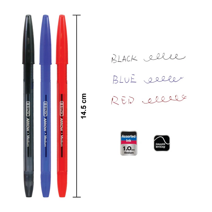 Bazic Arrow Assorted Color Stick Pen 10-Pack