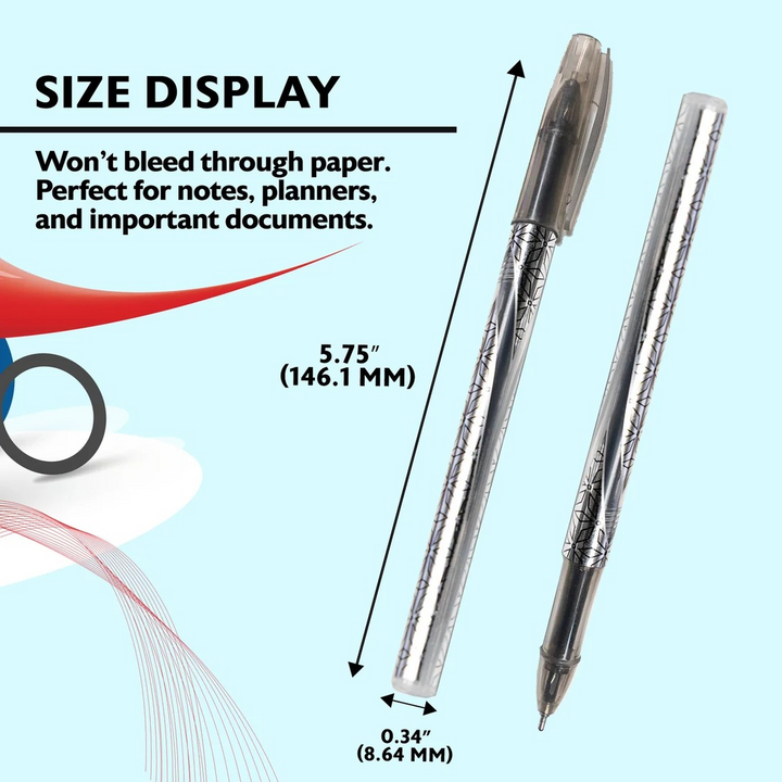 Bazic Geluxe Black Gel Roller Pen 6-Pack