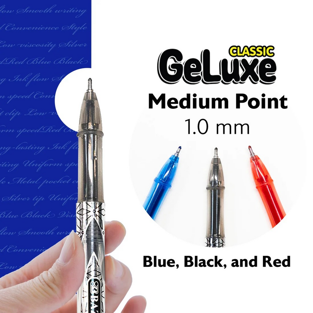 Bazic Geluxe Assorted Color Gel Roller Pen 6-Pack
