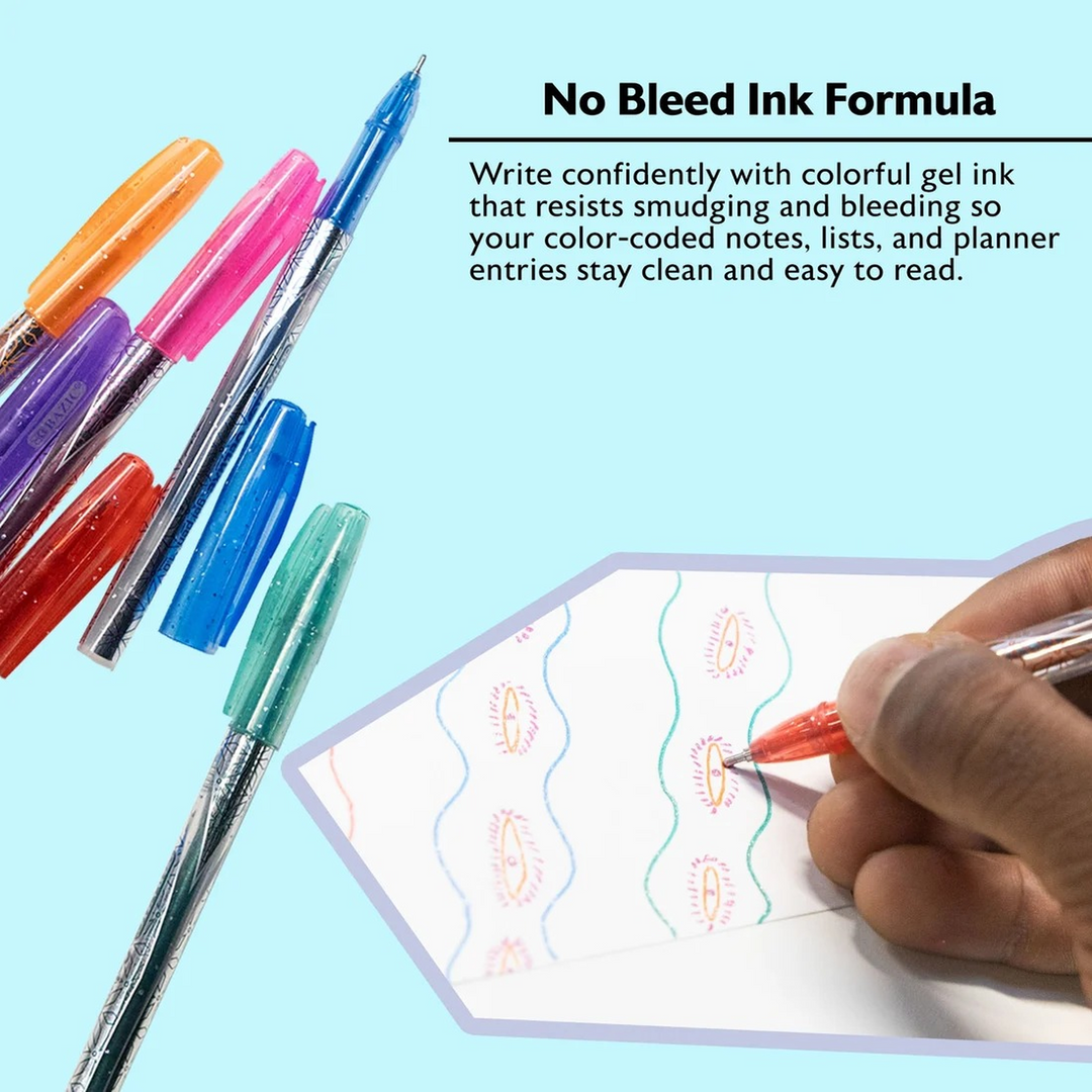 Bazic Geluxe 6 Glitter Color Gel Roller Pen
