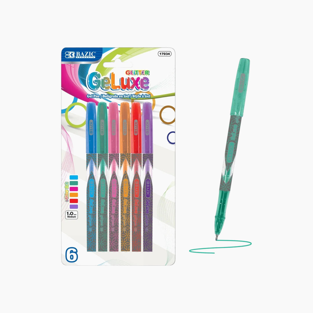 Bazic Geluxe 6 Glitter Color Gel Roller Pen