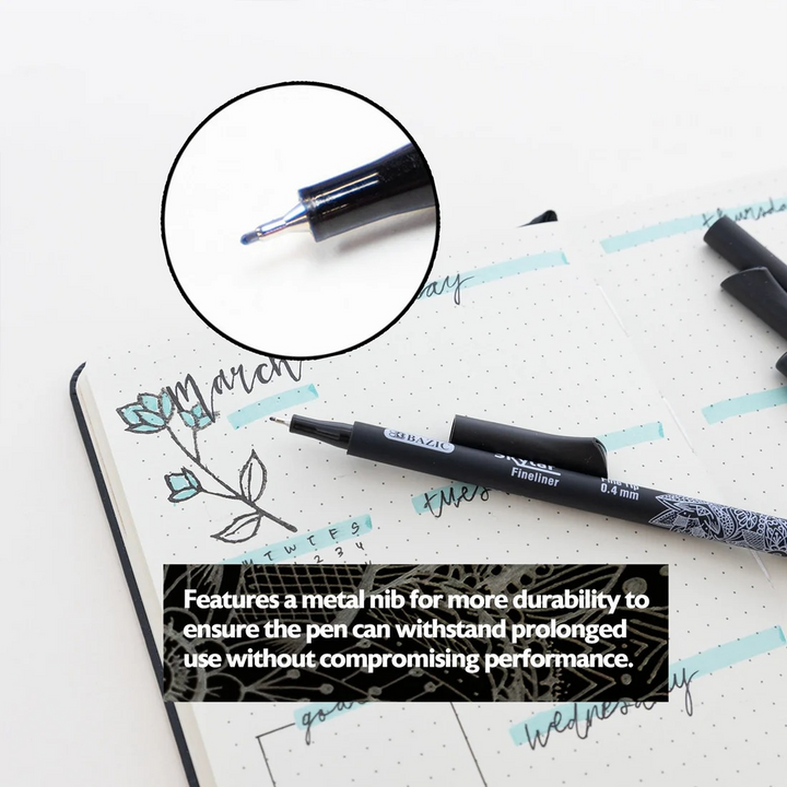 Bazic Skylar 0.4 Mm Black Fineliner Pen 4-Pack