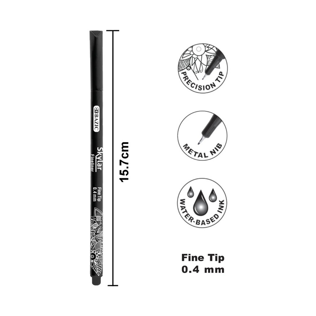 Bazic Skylar 0.4 Mm Black Fineliner Pen 4-Pack