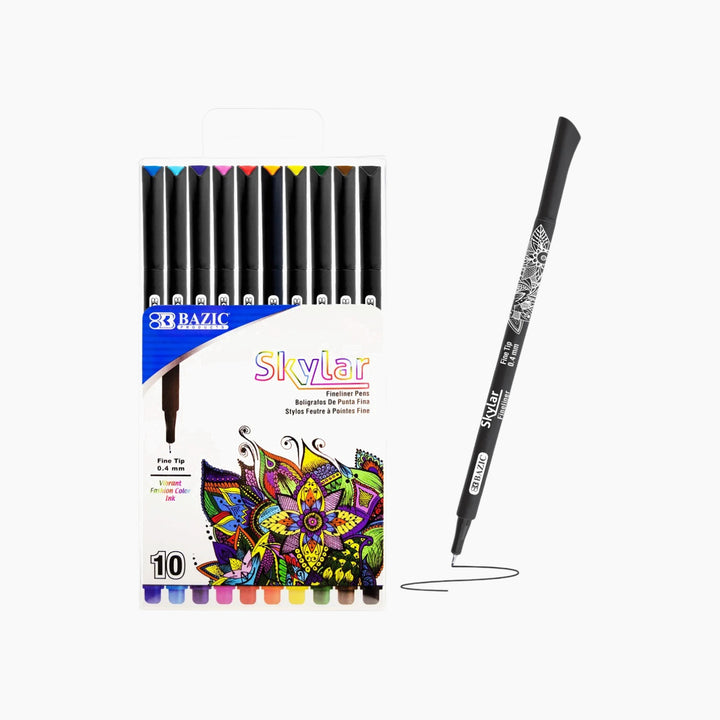 Bazic 10 Color Skylar 0.4 Mm Fineliner Pen