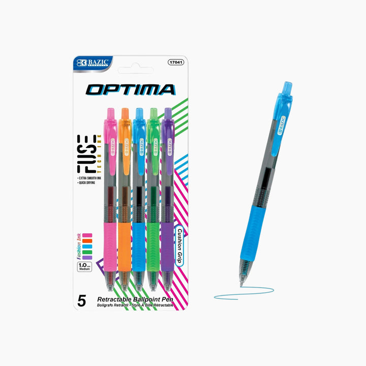 Bazic 5 Color Optima Fuse Tech Ink Retractable Pen