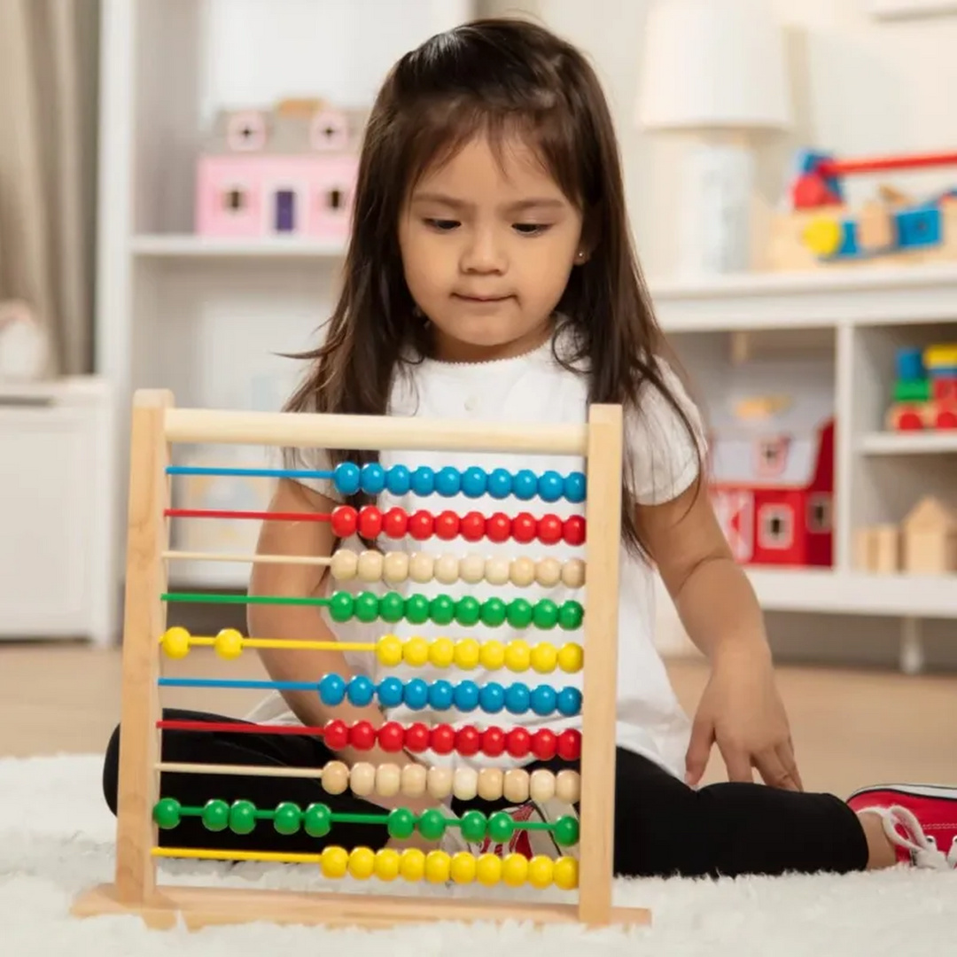 Melissa &amp; Doug classic wooden abacus with 100 colorful beads
