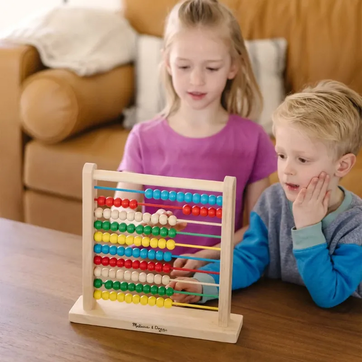 Classic wooden abacus with 100 colorful beads