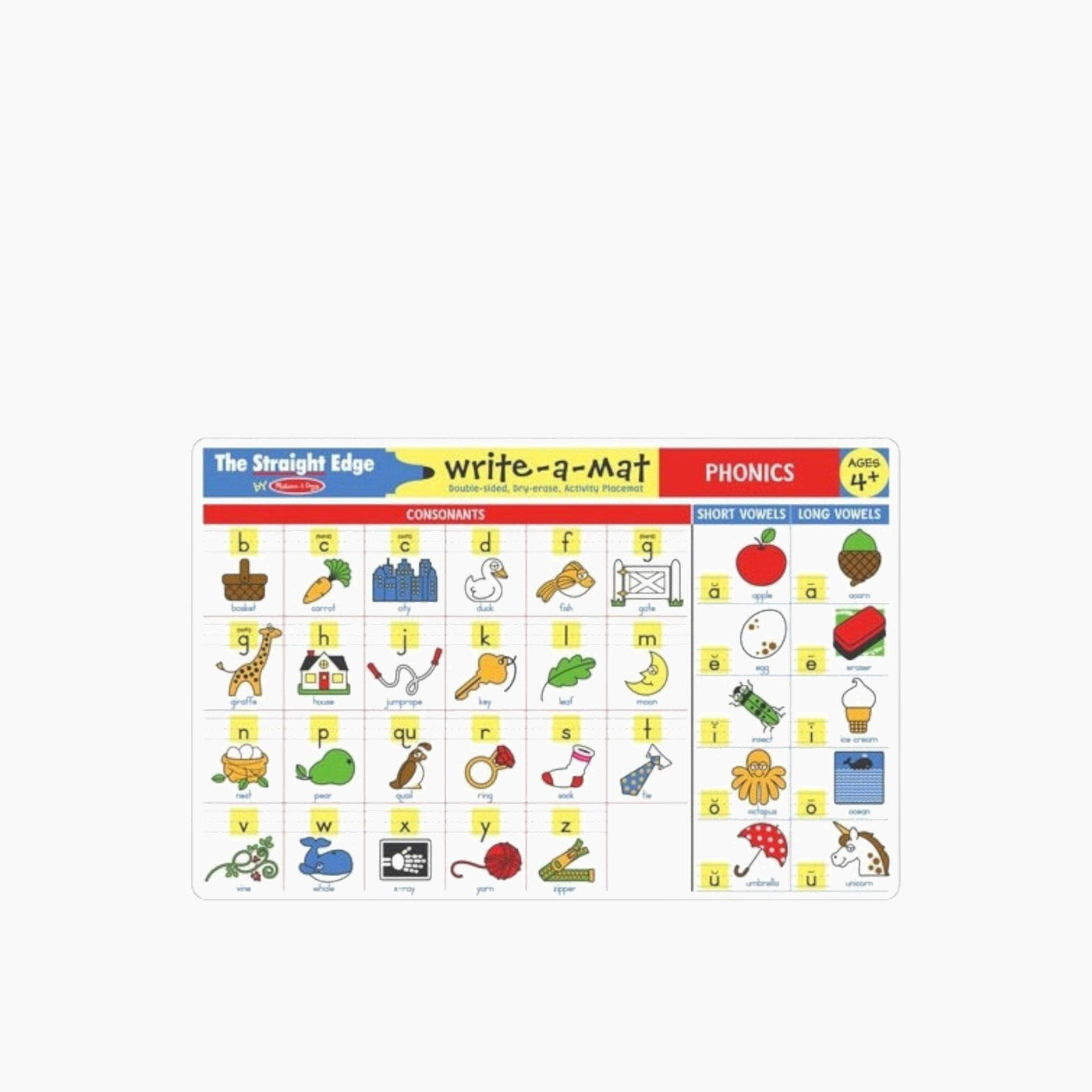 Melissa & Doug Phonics Write-A-Mat bundle of six double-sided activity mats