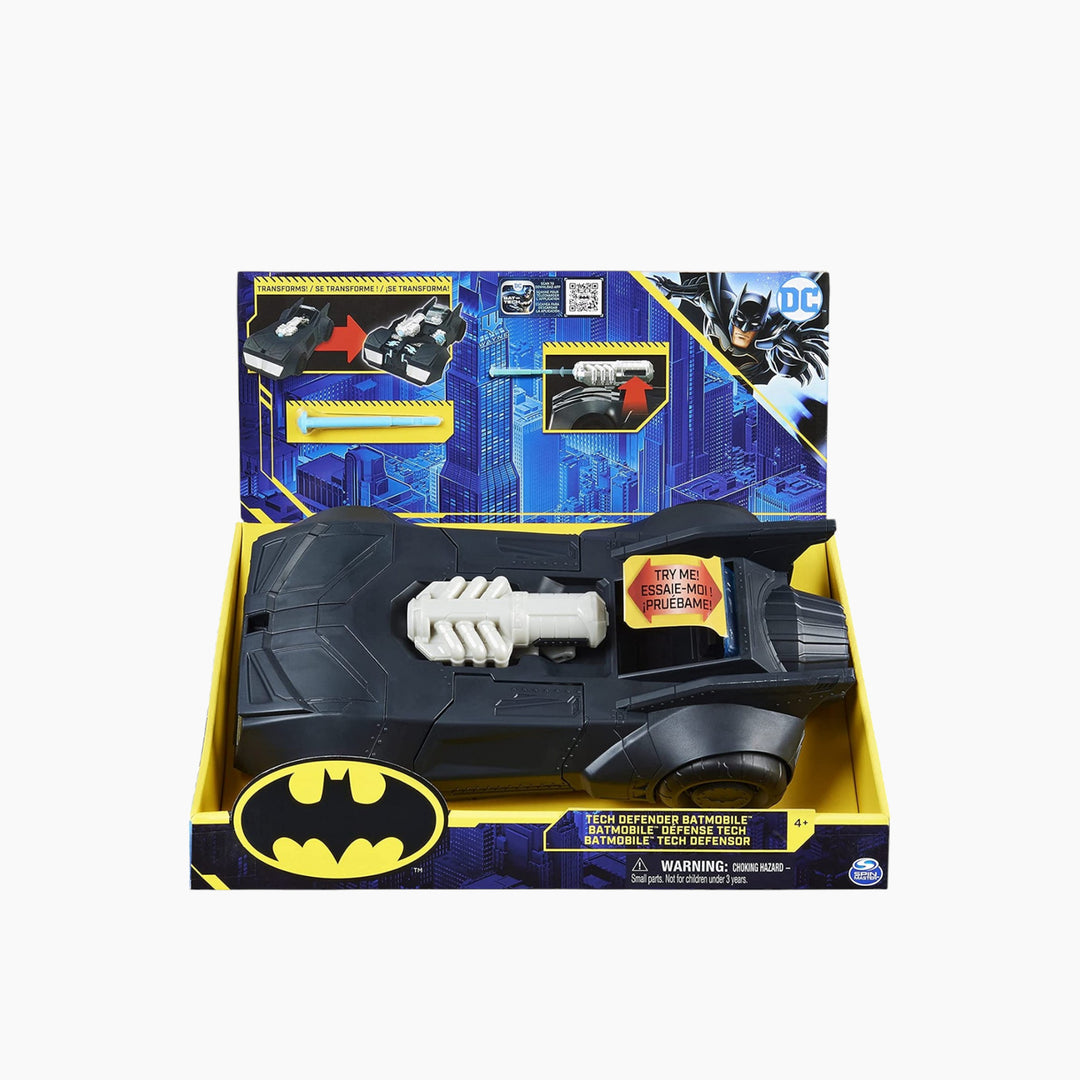 Spin Master DC Batman Tech Defender Batmobile toy car with blaster launcher