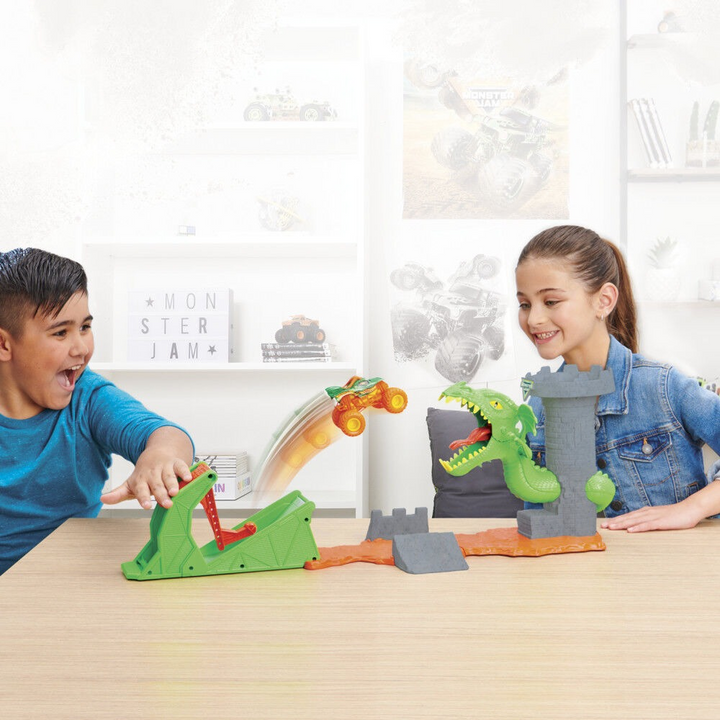 Monster Jam Dueling Dragon Playset with exclusive 1:64 scale truck
