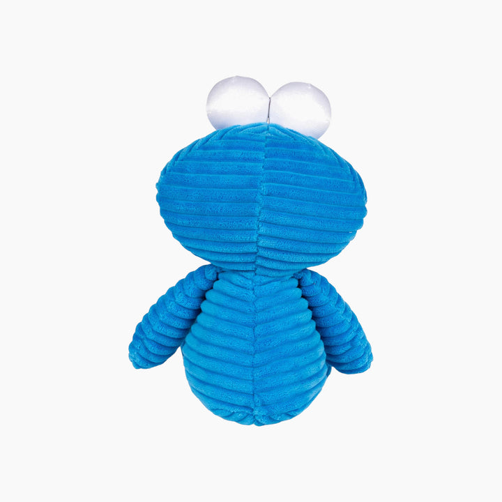 Sesame Street Cookie Monster plush made of ridged blue corduroy