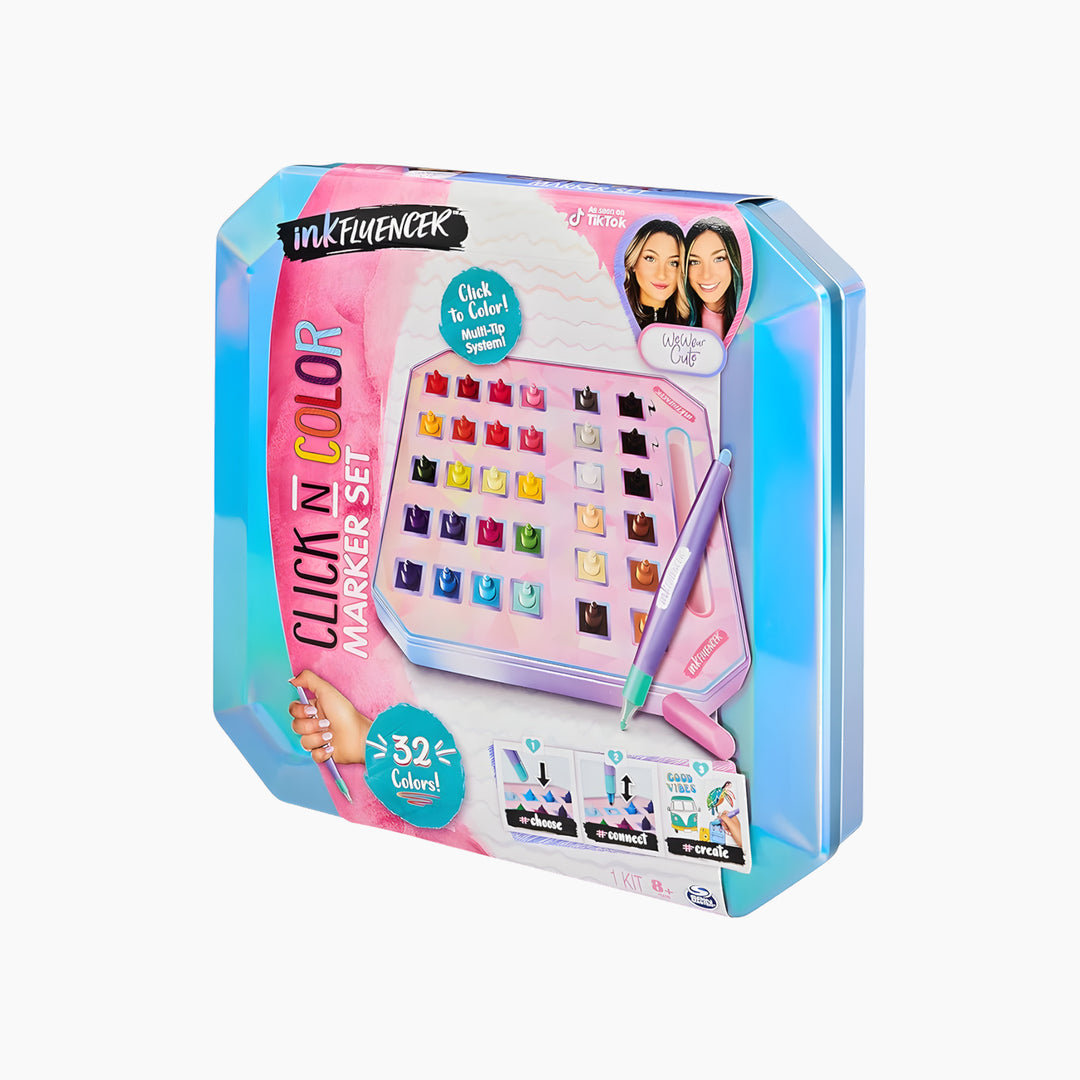 Spin Master Inkfluencer Click N Color marker set with 32 vibrant colors