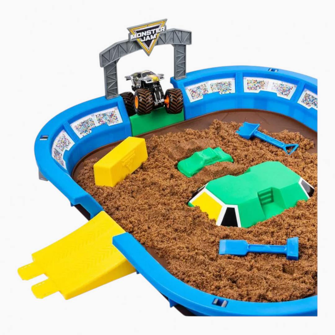 Monster Jam Kinetic Dirt Arena Playset with 2 lbs of Monster Dirt and exclusive truck