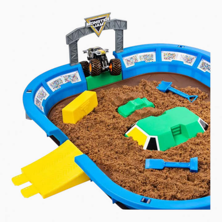 Monster Jam Kinetic Dirt Arena Playset with 2 lbs of Monster Dirt and exclusive truck