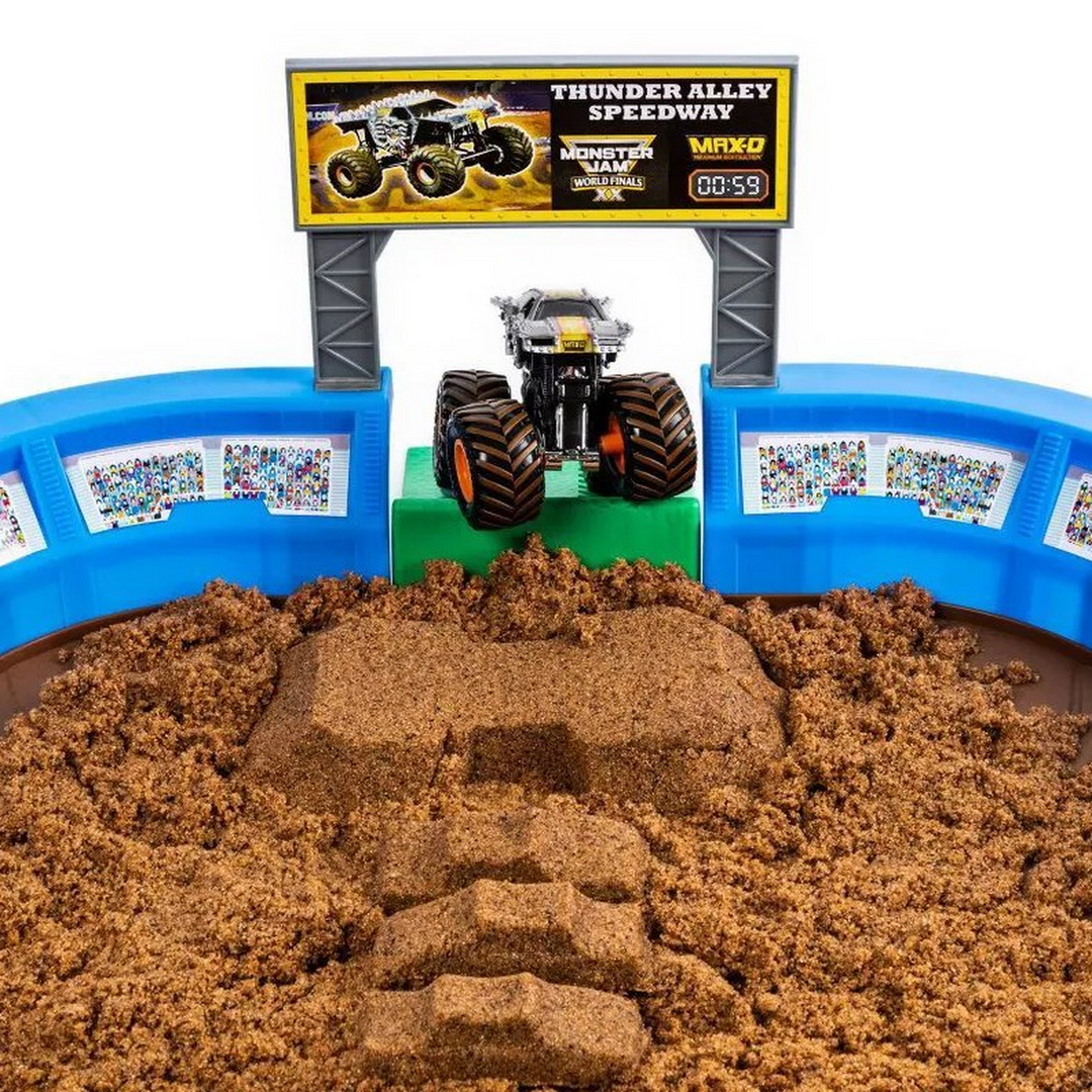 Monster Jam Kinetic Dirt Arena Playset with 2 lbs of Monster Dirt and exclusive truck