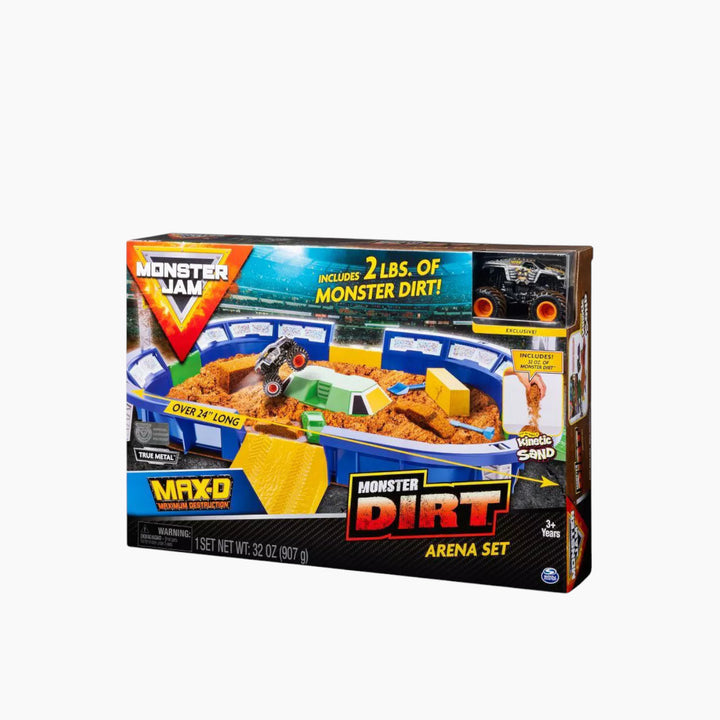 Monster Jam Kinetic Dirt Arena Playset with 2 lbs of Monster Dirt and exclusive truck
