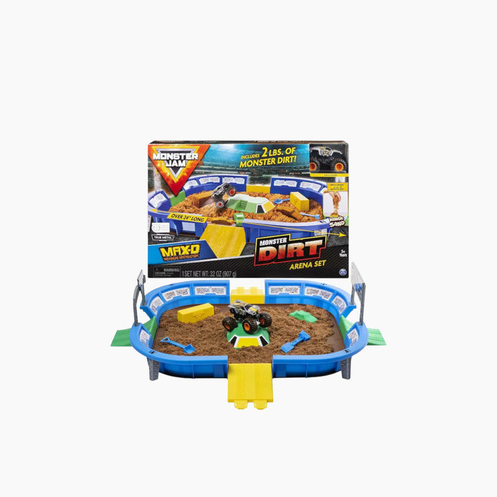 Monster Jam Kinetic Dirt Arena Playset with 2 lbs of Monster Dirt and exclusive truck