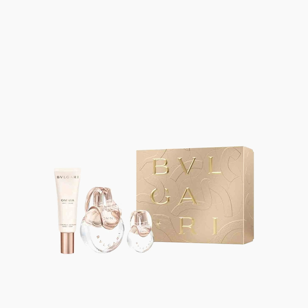 Bvlgari Omnia Crystallina EDT 100Ml + EDT 15Ml + Hand Cream 40Ml Gift Set For Women