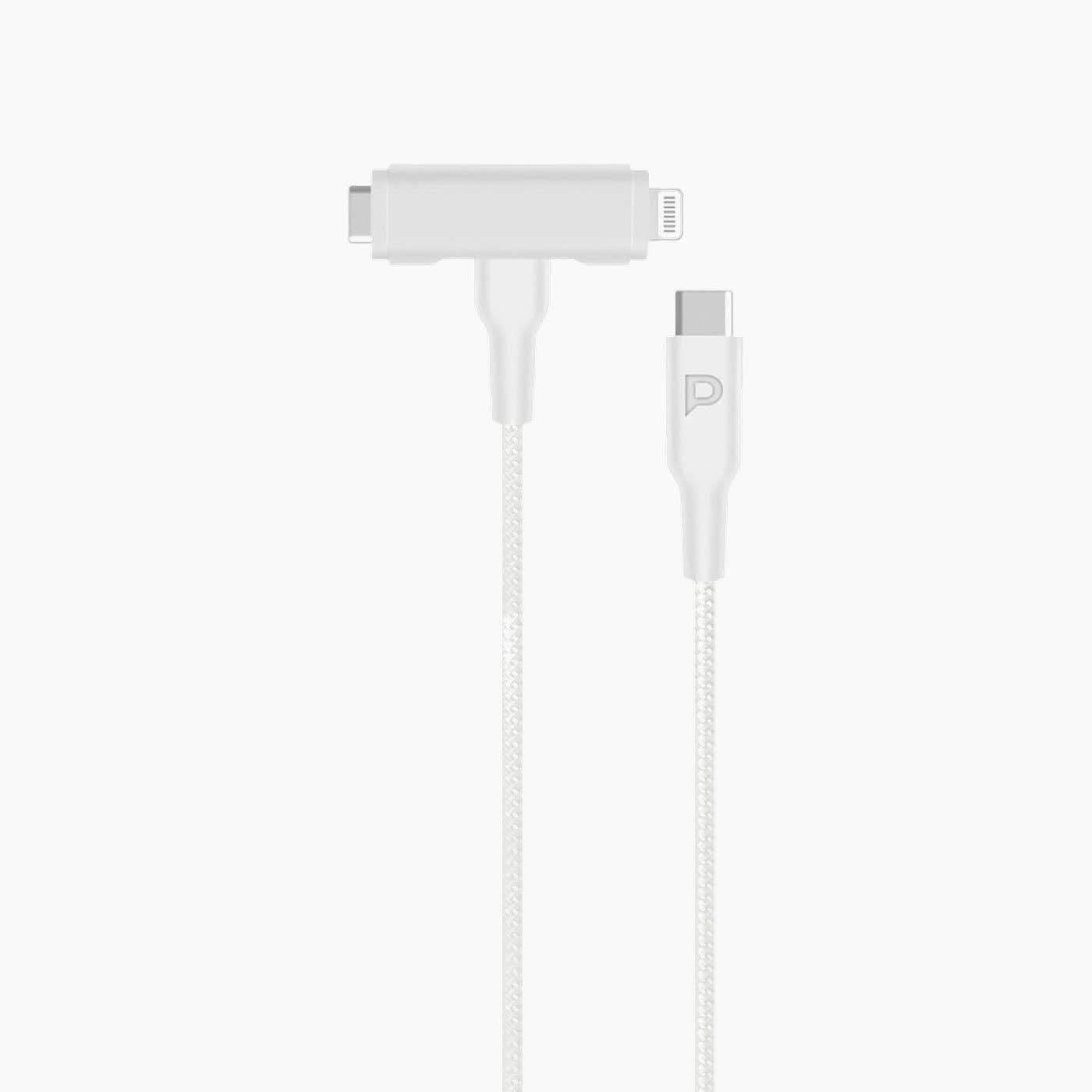 كابل USB-C مضفر إلى USB-C + Lightning Data وشحن سريع بطول 1.2 متر/4 قدم كابل USB-C مضفر إلى USB-C + Lightning Data وشحن سريع بطول 1.2 متر/4 قدم