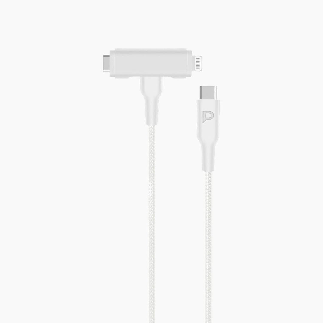 Powerology 2-in-1 braided USB-C to USB-C and Lightning cable, 1.2m