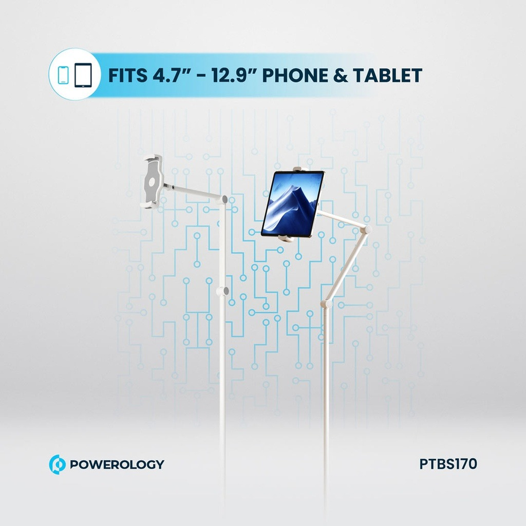 Powerology multi-joint floor stand with adjustable height and 360-degree rotation