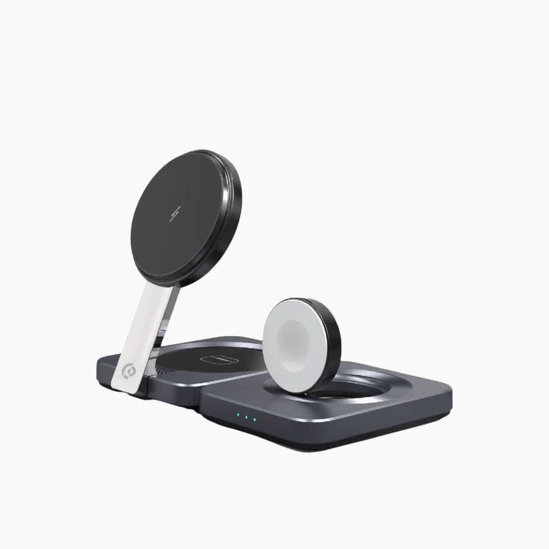 Powerology 3-in-1 foldable magnetic wireless charger with active cooling