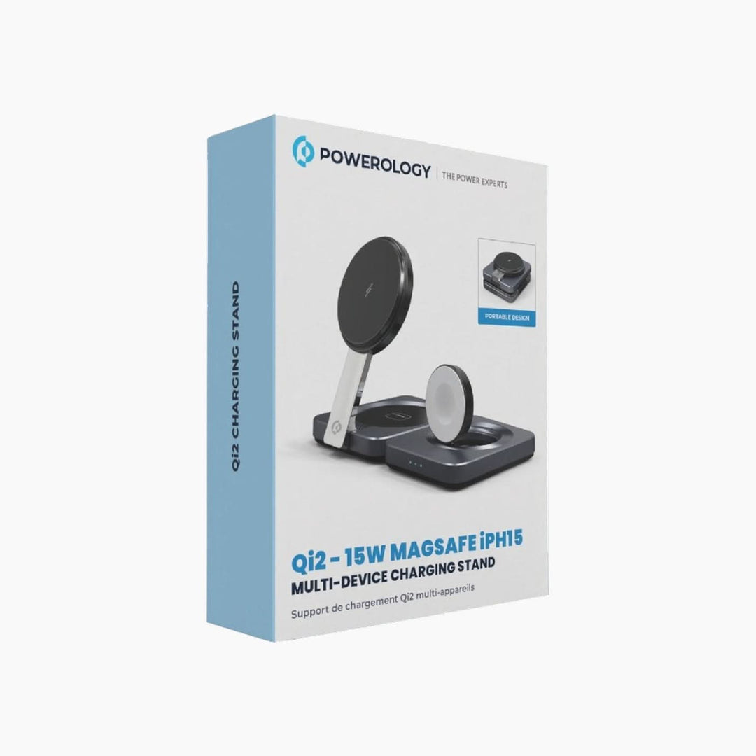 Powerology 3-in-1 foldable magnetic wireless charger with active cooling