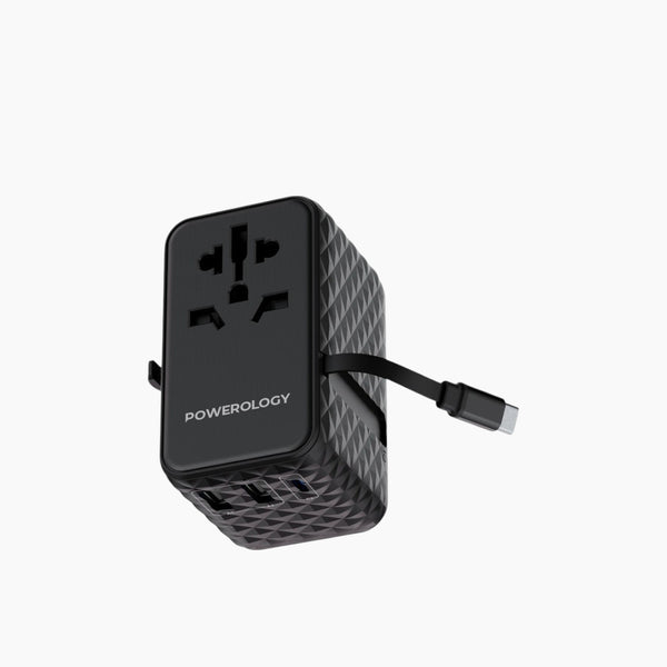 GaN 20W PD Universal Adapter Retractable Type-C Cable