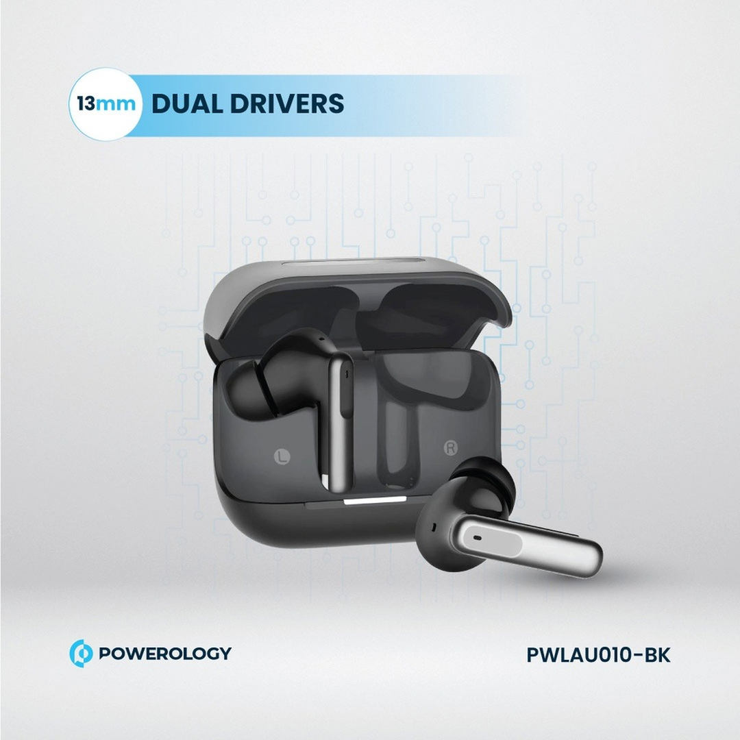 Powerology 6 Mic Hybrid ANC + ENC True Wireless Buds