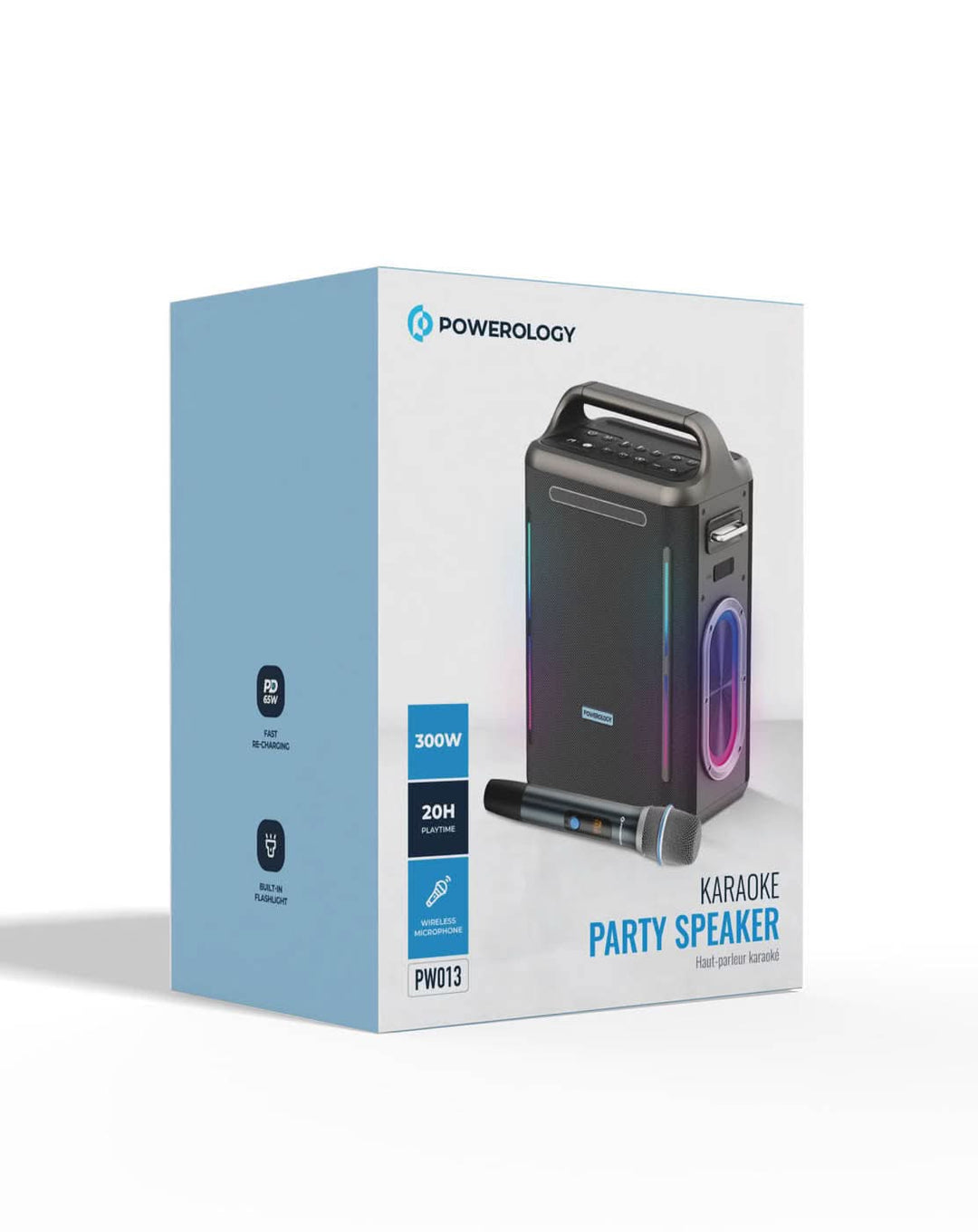 Powerology Karaoke Party Speaker with wireless microphone and flashlight